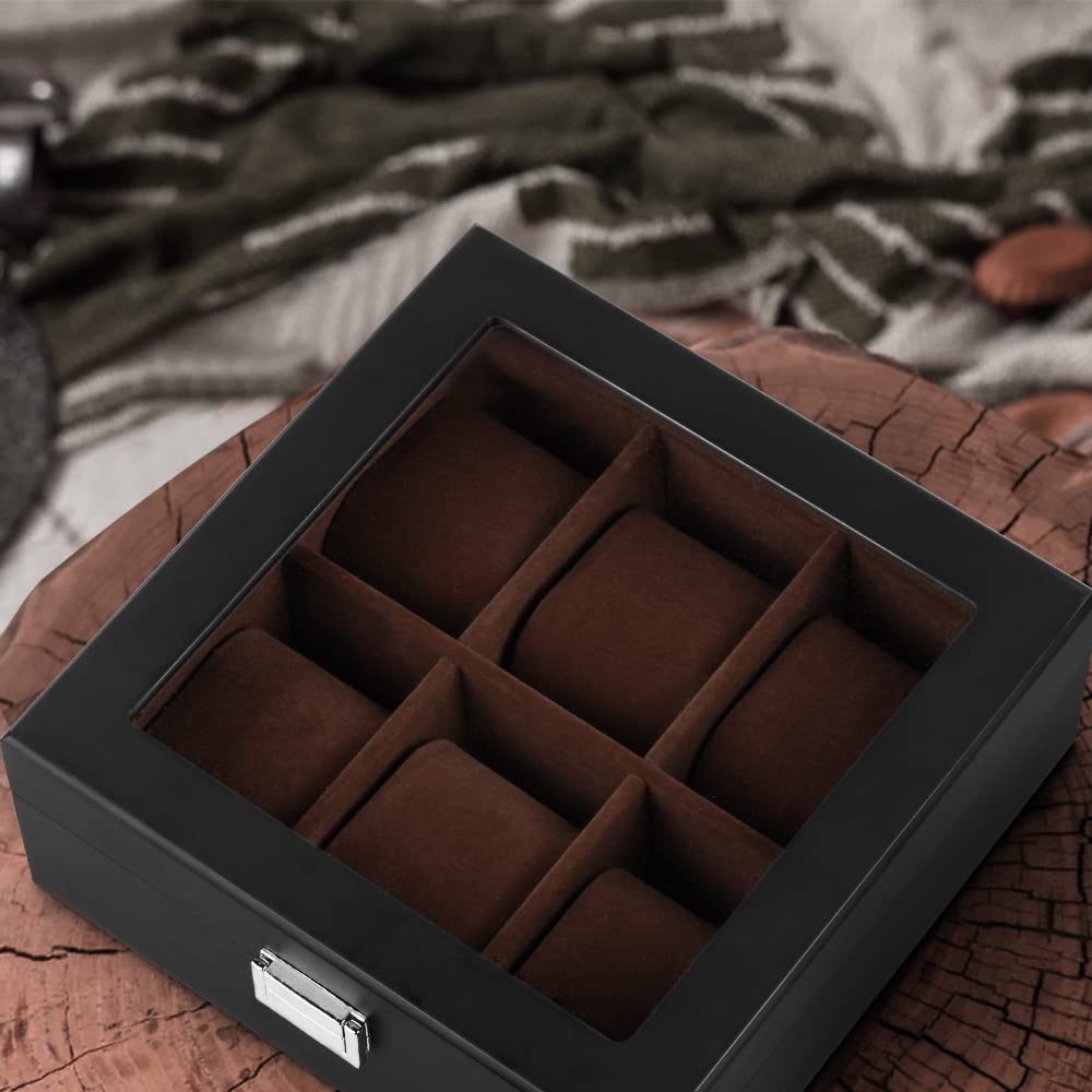 Baskiss Holzuhren-Aufbewahrungssammlung Uhren Luxus-Uhren-Ausstellungsvitrine, Box, Etui, Kasten, (6 Uhren)