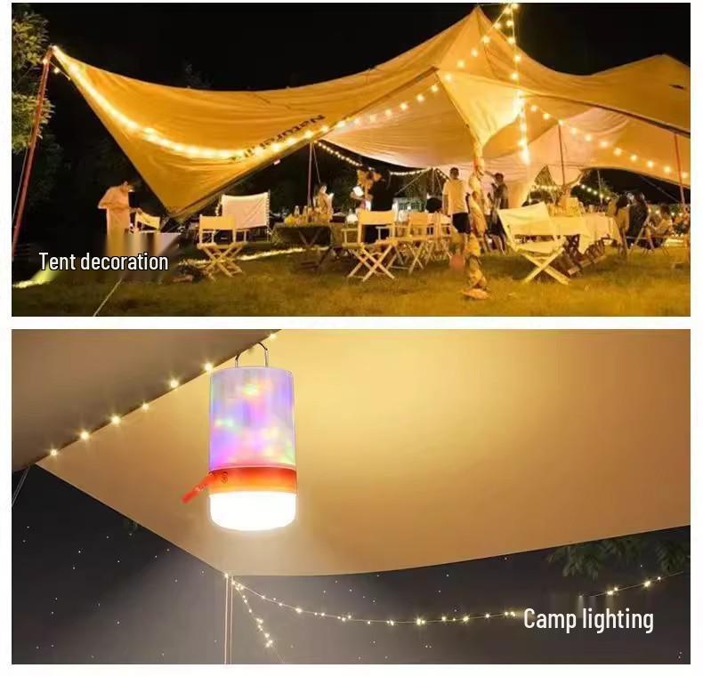 LED Camping Lantern Tent Light & Atmosphere Glow Strip with Measuring Tape Spotlight.