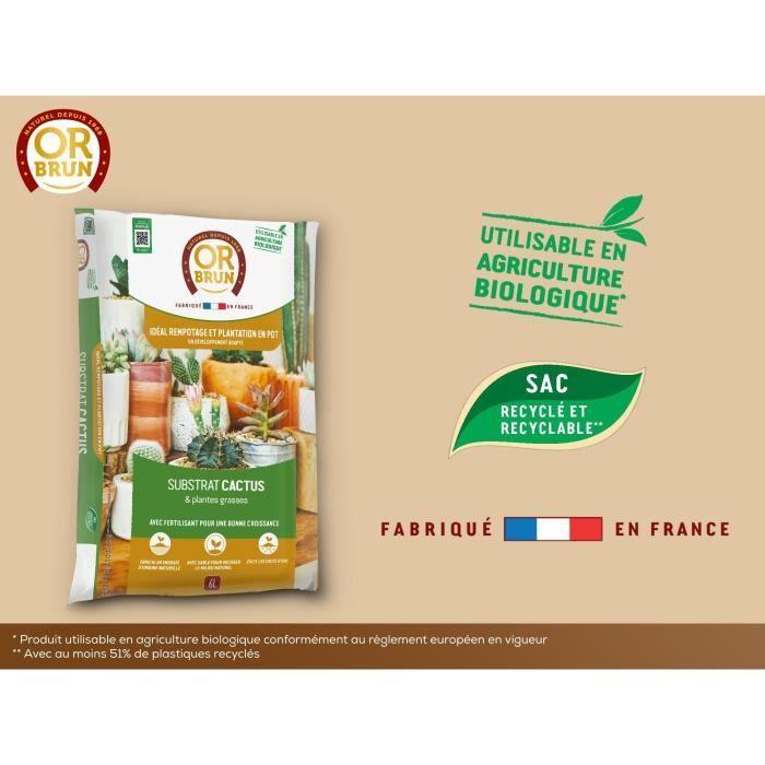 Substrat cactus & plantes grasses - or brun - obrtcac6u - 6l - favorise la croissance