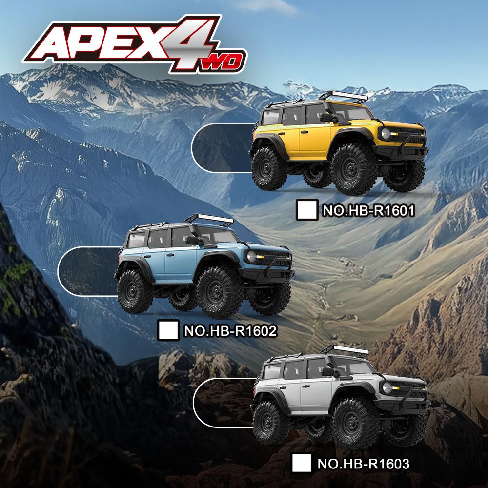 HB R1601 RC Car 1:16 2.4G 4WD Off-Road Remote Control Cars with LED Crawler Trucks Climbing Vehicle Model Toys for Kids Adult
