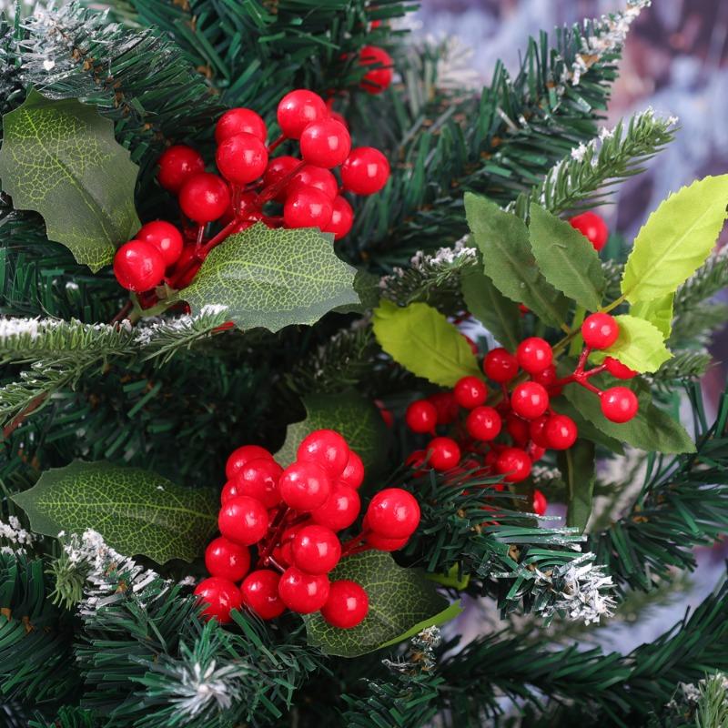 Artificial Simulated Plants Berry Branch Pine Grass Red Berries Flowers DIY Wreath Christmas Tree Ornaments Xmas Home Decoration