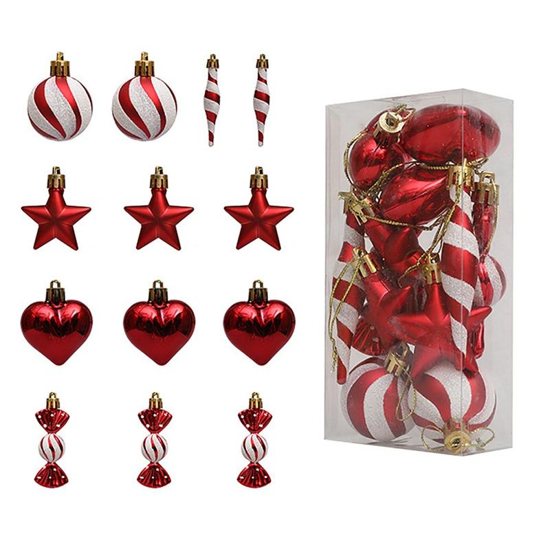 

Рождественские шары, украшения 13 шт./компл., подвесная подвеска в виде сердца, конфеты, звезда, украшение для дома 2025, подарки на Новый год Навидад