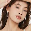 Diamond-Encrusted Four-Star Earrings Long Chain Pearl Earrings Internet Celebrity Fringed Cross Star Ear Buckle