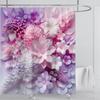 3D Red Floral Shower Curtain Set Pink Flower Design Fabric Bathroom Decor Waterproof Washable Shower Curtain Set with Hooks
