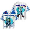 Hatsune Miku Anime T-Shirt 3D Print V-Neck Short Sleeve Jersey Harajuku Streetwear Tops for Men Women New Gift for Vocaloid Fans
