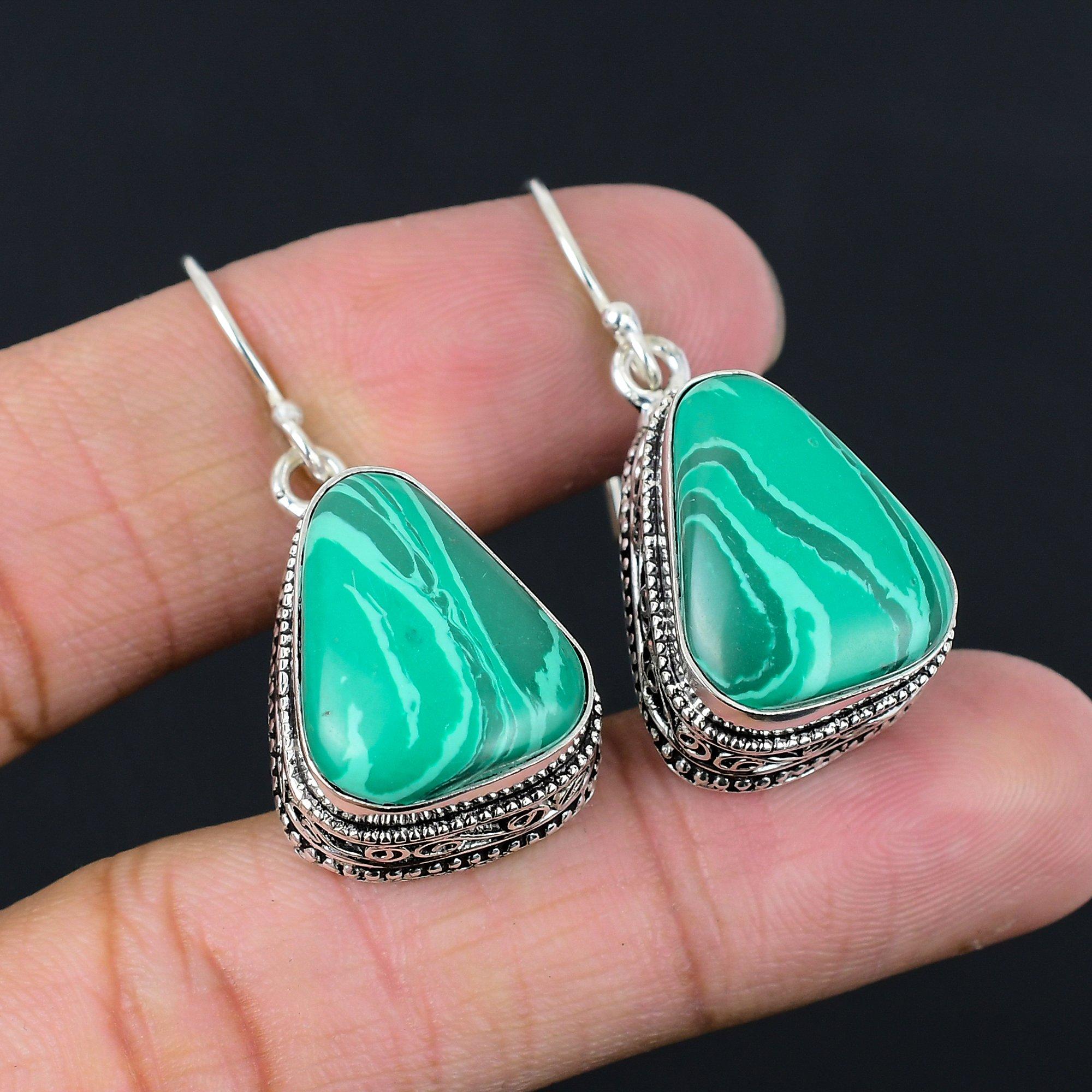 

Малахит Камень Висячие Серьги Уникальные Новые Винтажные Серьги для Сердечной Чакры Серебро 925 пробы