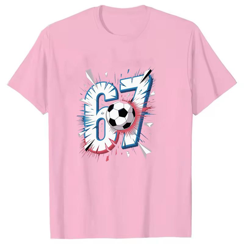 Six Seven Women Unisex Soccer TShirts Short Sleeves Harajuku Style Unisex Tee Summer Trend Large Size Round Neck Couple Top Shirt