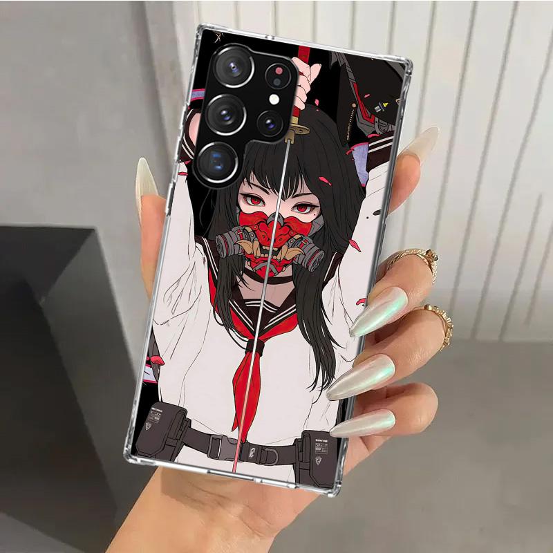 Japanese Style Anime Girl Phone Case for Samsung Galaxy S26 S24 S23 Ultra S25 Edge S22 S21 Plus S20 FE + Soft Print Shell Funda