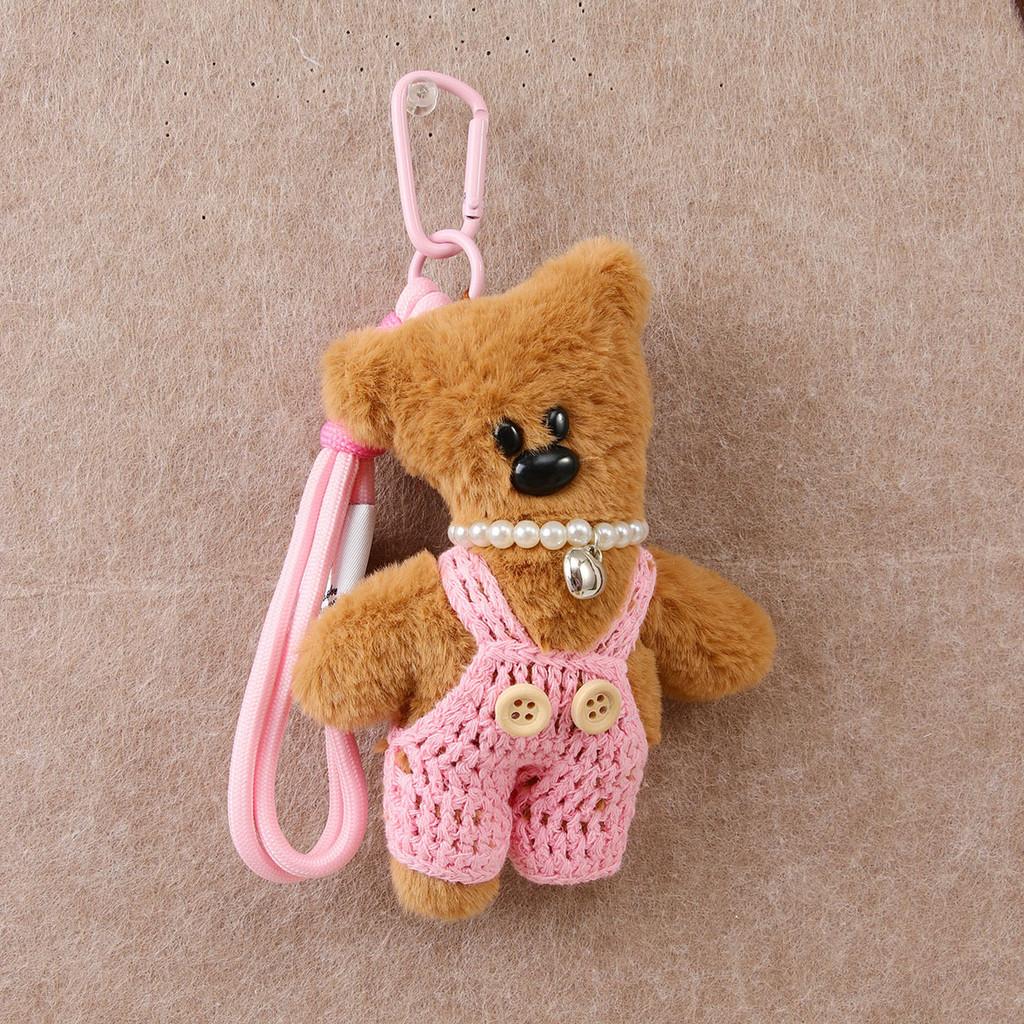 Plush Bear Keychain With Cartoon Design For Car And Bag Decor