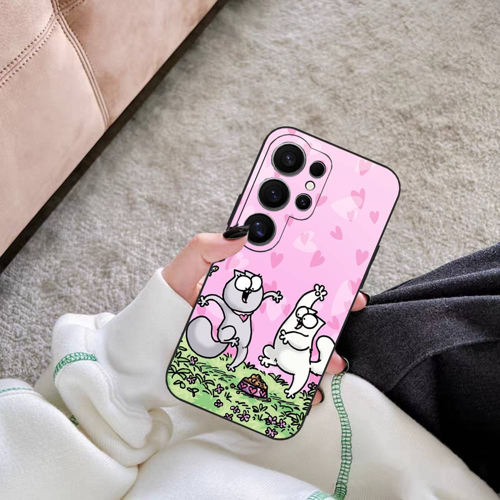 Cute S-Simons Cat Phone Case For Samsung S 24 Fe 25 Ultra Plus 20 Lite 21 30 22 23 24 22 Ultra 5G Fundas
