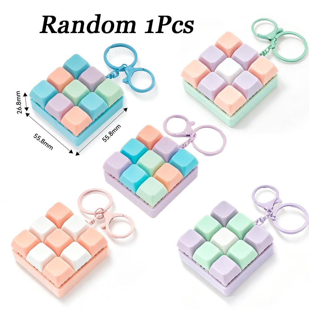 New Keyboard Fidget Toy Keychain Button Fidget Gifts for Adults To Relieve Stress Nine-key Can Be Assembled Freely@