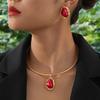 Women's Red Necklace and Choker Set, Costume Jewelry for Everyday Wear