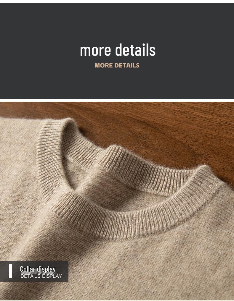Men's 100% Pure Cashmere Pullover Sweater - Round Neck, Loose Fit, Thick & Warm for Autumn/Winter