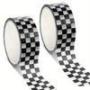 2 Rolls Checkered Flag Tape, Black White Washi Tape Checkerboard Grid Pattern Checkered Flag Party Supplies Buffalo Tapes for Scrapbooking