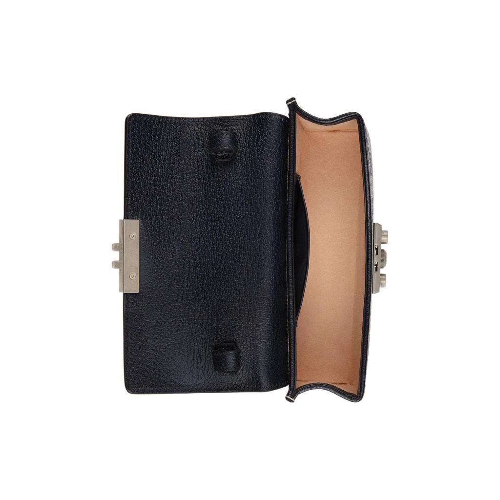 Gucci GG Supreme Padlock Mini Top Handle Bag Beige Canvas Blue Leather Silver Hardware Daily Use 652683-96IWN-4076