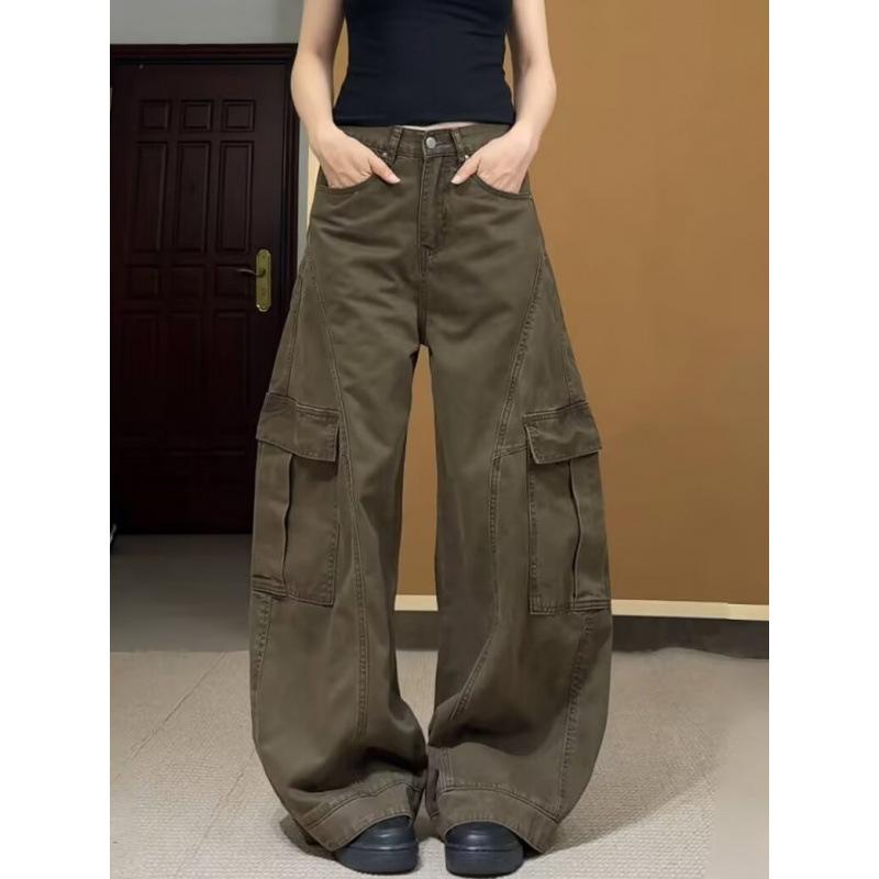 Джинсы JYL мужские широкие трансграничные большого размера с боковыми карманами деконструированные джинсовые карго 3XL светло-фиолетовый