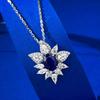 New S925 Silver Style 2 Carat Blue Luxury Set With 5A Zircon Full Necklace Fashion Versatile Jewelry