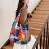 Denim canvas bag women's large-capacity versatile tote bag retro contrasting messenger bag