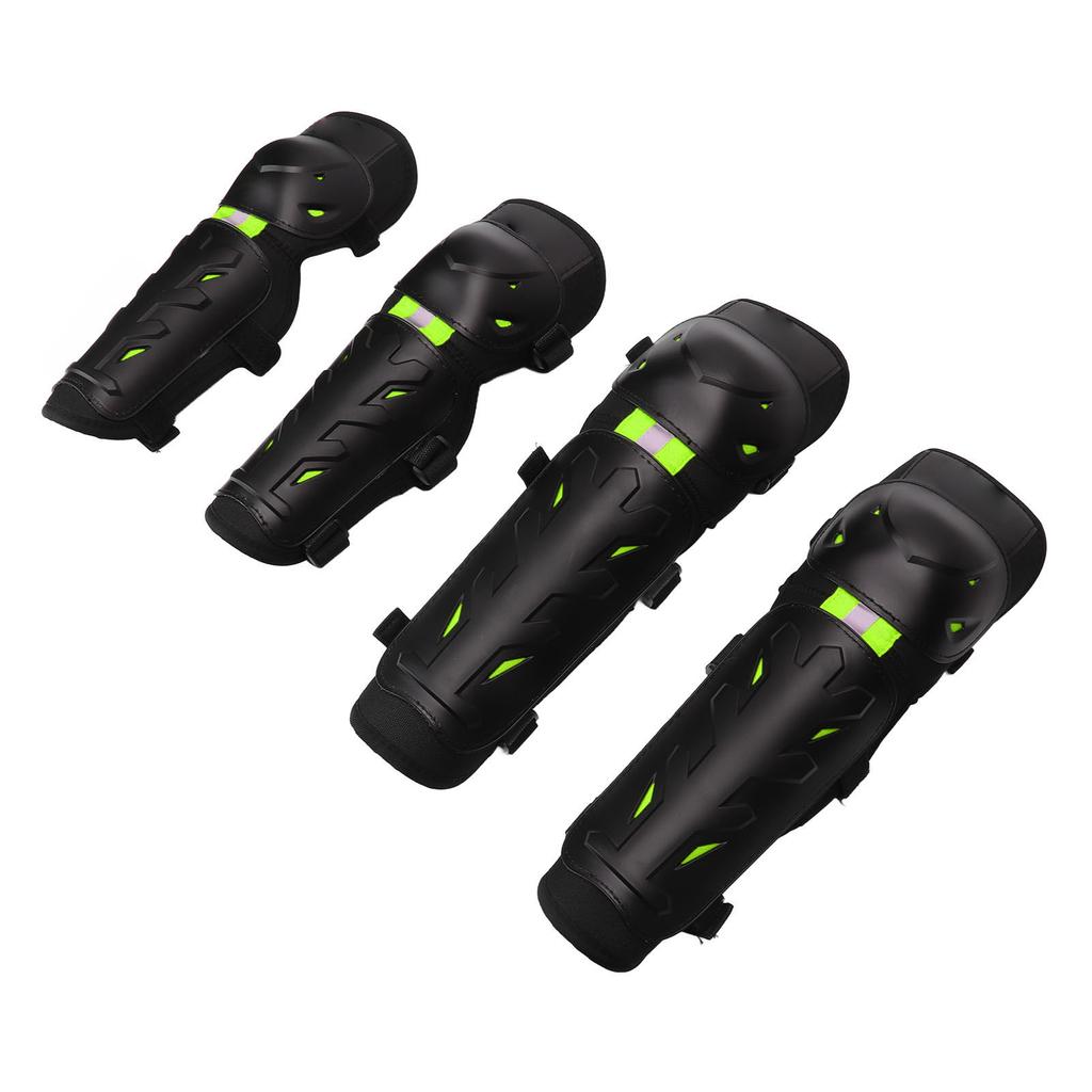 4PCS Knee Pads Elbow Pads Night Luminous Knee Protective Gear Set for Outdoor Off Road Cycing Riding Green