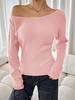 Elegant Solid Color One-Shoulder Long-Sleeve Women's Top for Daily Wear