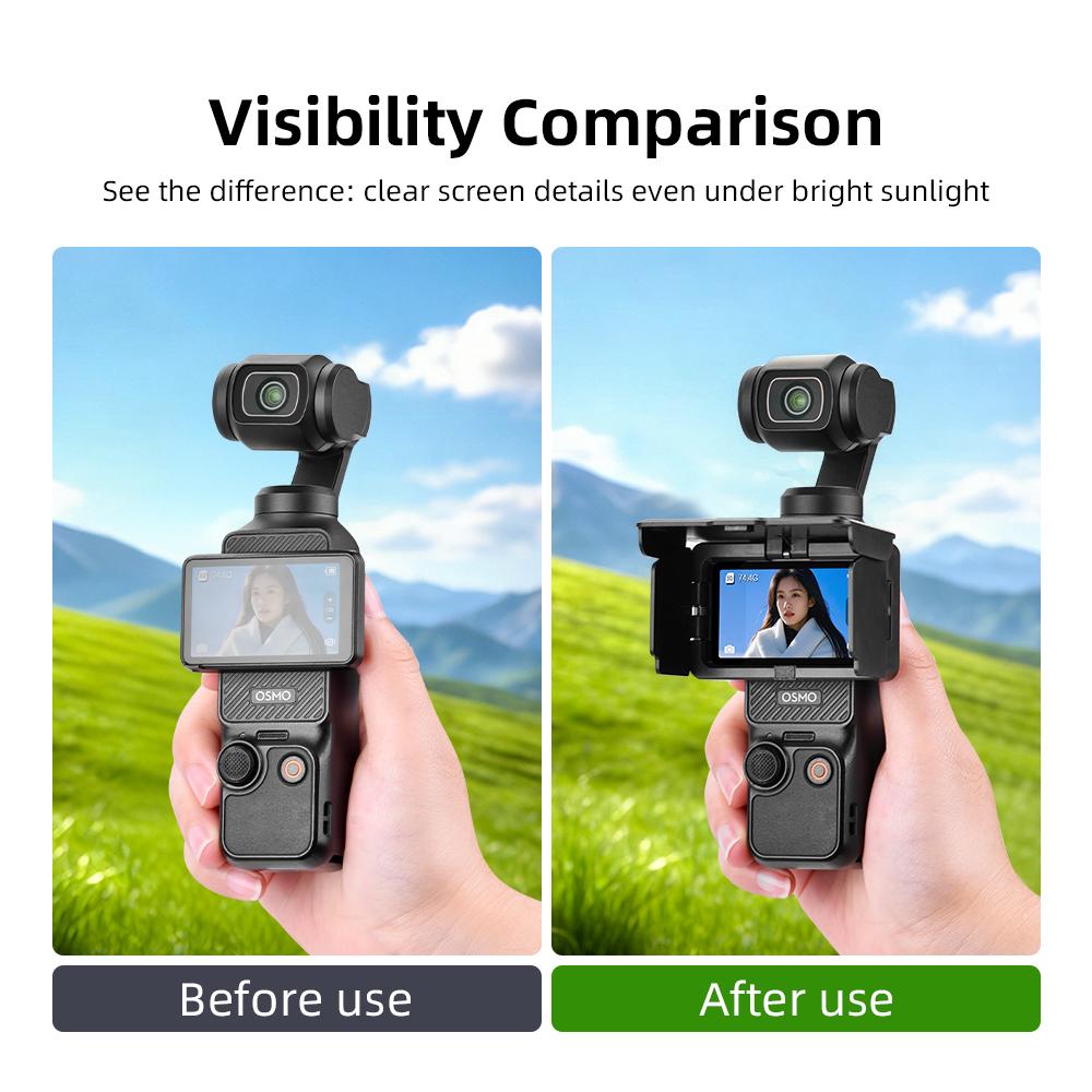BRDRC Pocket 4 Screen Sunshade Sun Hood  Protective Case for DJI OSMO Pocket 3 Accessories Foldable Camera Hood