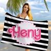 Personalized Striped Beach Towel Custom Name/Logo Microfiber Towel Thin Quick Dry Absorbent for Beach Swimming Yoga Bath Sports