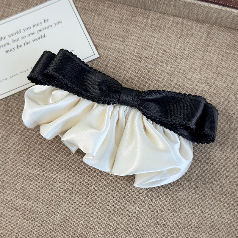 Korean Retro Satin Pleated Hairpin Spring Clip Women Hair Clip Barrettes Headwear Hairgrips Hair Accessories Hair Styling Tool