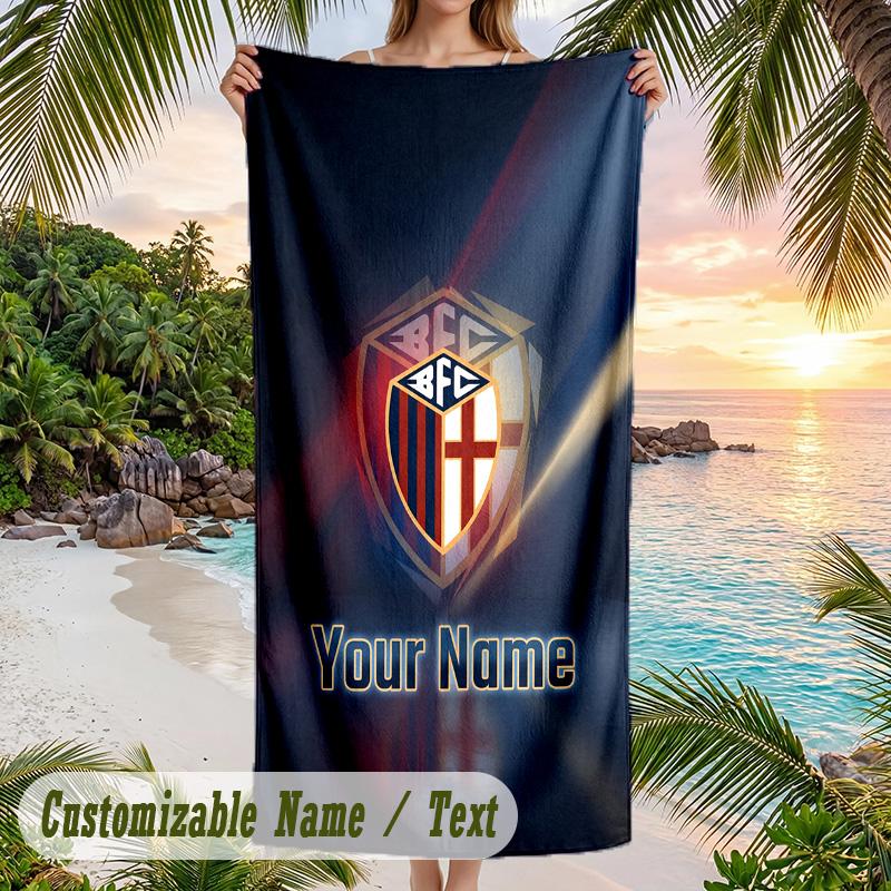 Beach Towel Bologna FC Print Custom Name Text Soft Towel for Swimming Pool