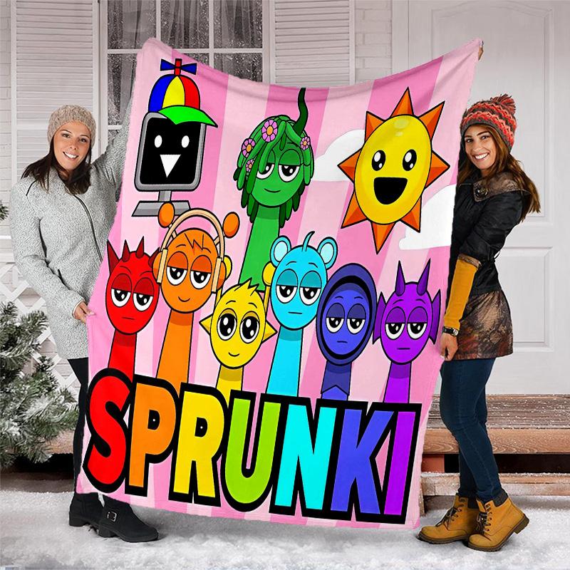 1pc SPRUNKI3 Theme Blanket - Digital Print, Polyester, Cozy for All Seasons, Perfect for Outdoor, Camping, and Travel