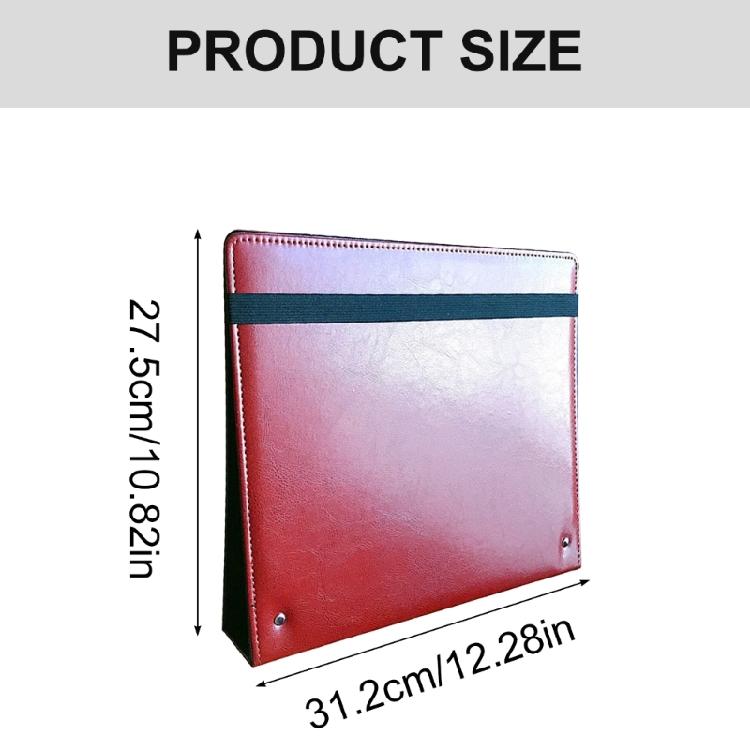 Leather Folder with Elastic Band Clipboard File Folder 3 Rings Binder File Holder Office Supplies