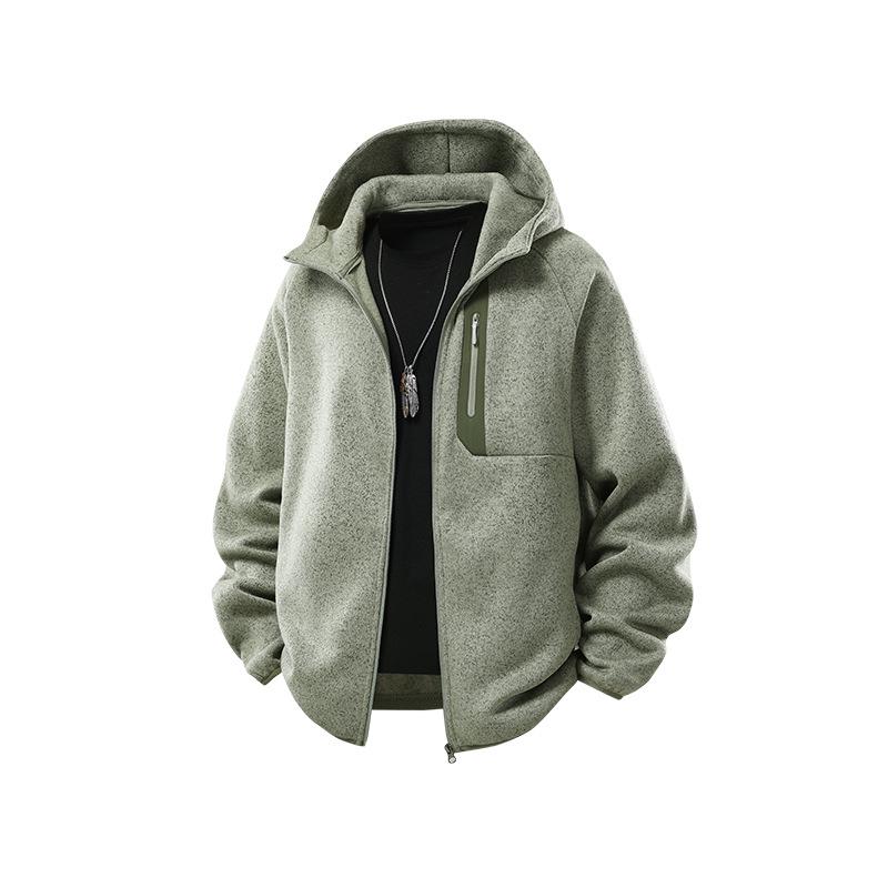 Men's Winter Fleece-Lined Hooded Sweatshirt Jacket