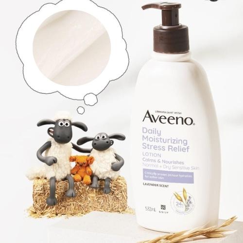 AVEENO Stress Relief Body Lotion 532ml + Wallace&Gromit Random Keychain Set 2items