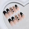 Black sparkling diamond French love star medium and long ballet nail, sweet, cool and fashionable European and American ins style wearing armor 24 