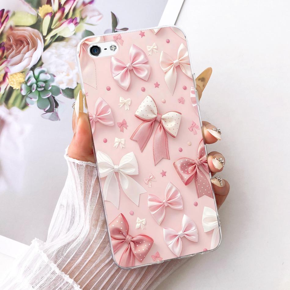 For iPhone 5 5s SE (2016) 4 4s Cute Flower Butterfly Cat Painted Case For iPhone5 iPhone4 Soft Silicone TPU Phone Cases