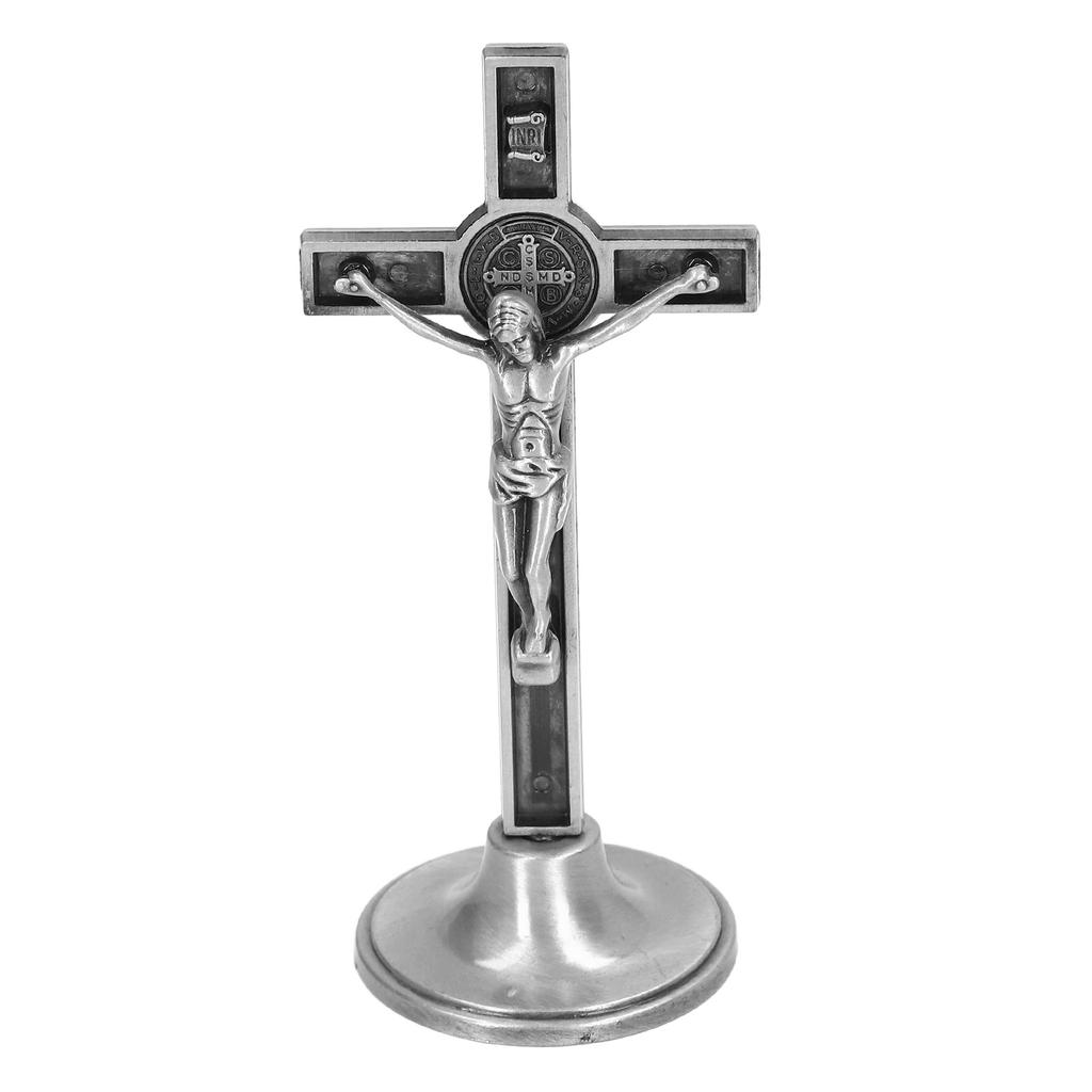 Catholic Cross Hand Made Zinc Alloy Metal Vertical Catholic Crucifix Wall Cross with Removable Base