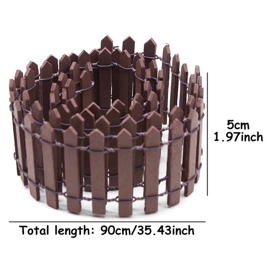 90cm Miniature Wooden Pointed Picket Fence Mini Creative Ornaments for Horticultural Gardens Garden Fence for Crafts DIY Model