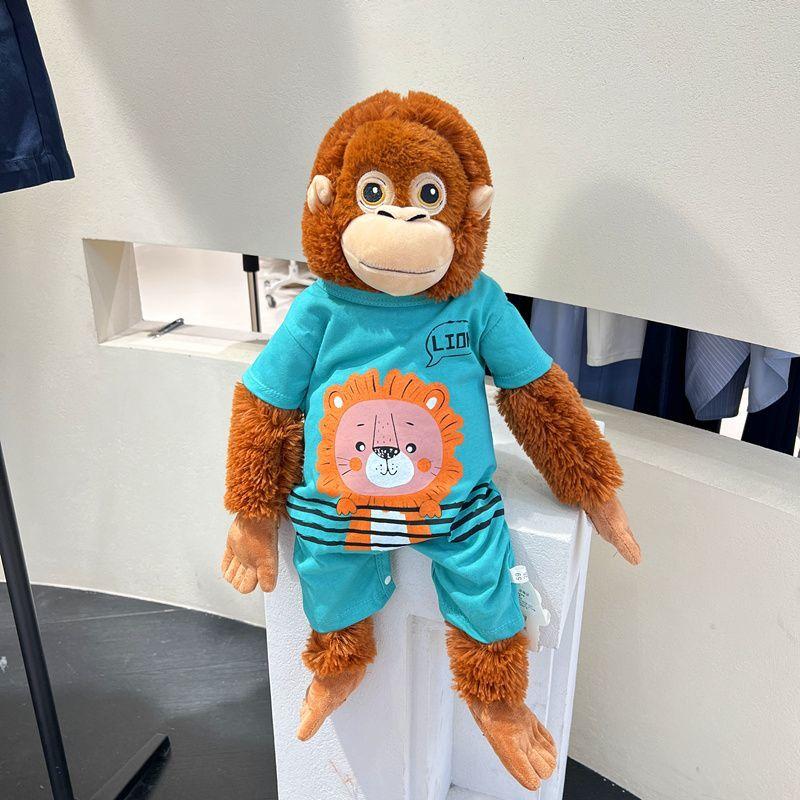 60cm Kawaii Rode Aap Gorilla Pluche Pop Met Kleding Cartoon Zachte Orang-oetan Knuffels Slaap Partner Gezel Kindercadeau 60cm