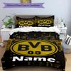 3pcs Duvet Cover Set (1*Duvet Cover + 2*Pillowcase, Without Core), Custom Name Borussia Dortmund Pattern Bedding Set, Home Bedroom Decor Gift