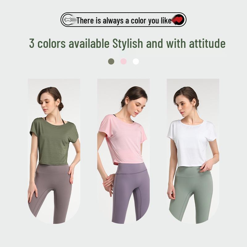 Damen Schnelltrocknendes Kurzarm Yoga- & Lauf-Top