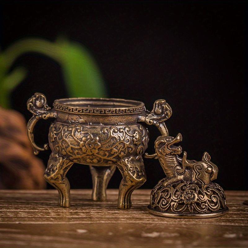 Vintage Alloy Incense Burner Stick Holder Three Legged Hollow Out Mini Sandalwood Censer Incense Burner Home Decoration