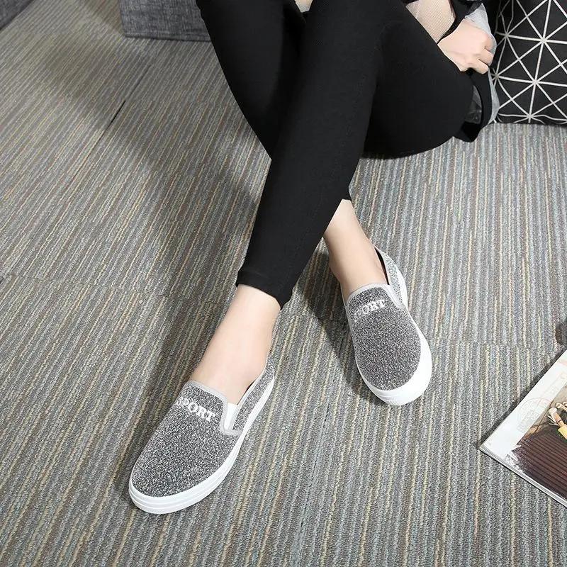 Fashion Flat Slip On Ladies Shoes Black Loafers Canvas Women Footwear Walking A New In Daily Routine Autumn High Quality And Low Price