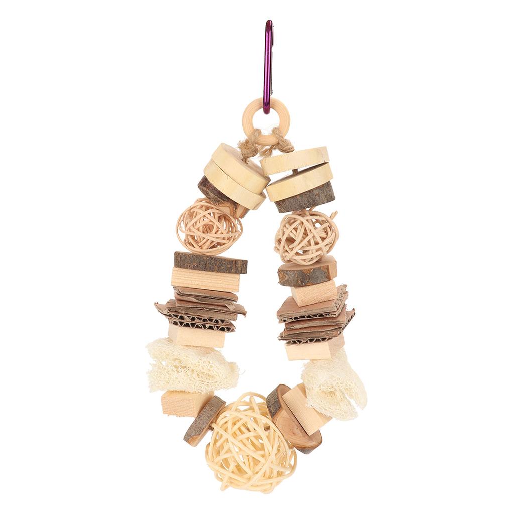 Parrot Chewing Toys Funny Wooden Rattan Balls Loofah Cardboard Hanging Bird Chew Bite Toys for