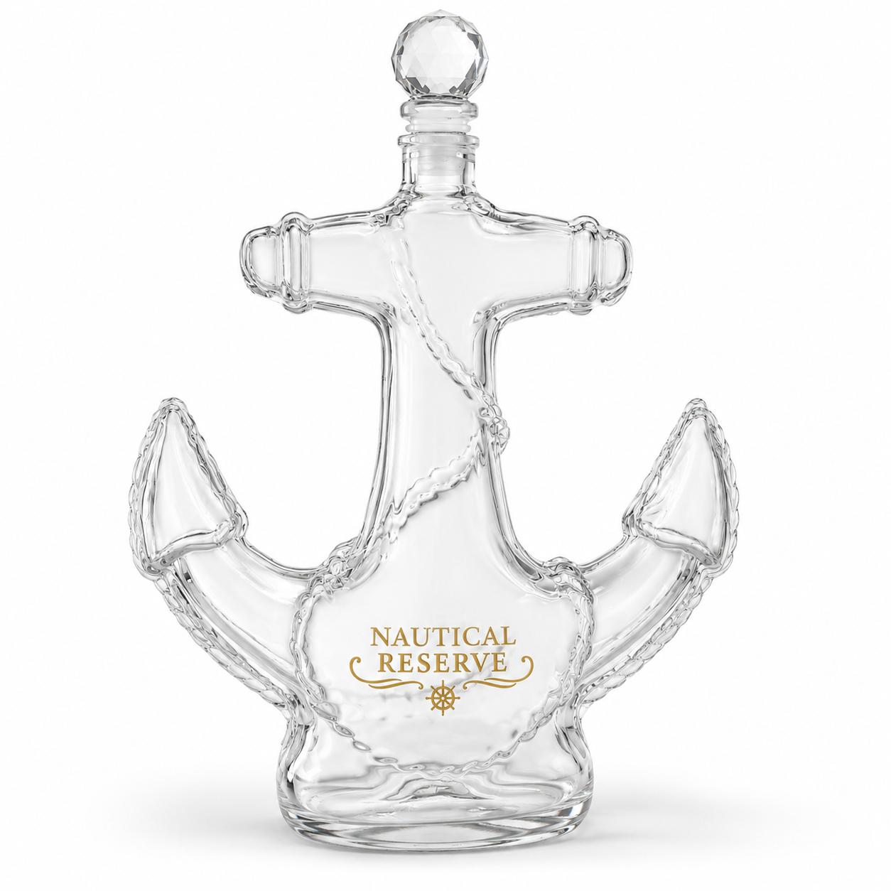 Vintage Nautical Anchor Glass Whiskey Bottle