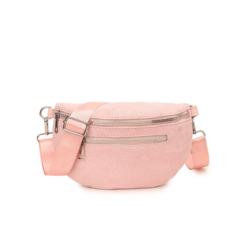 

Трендовая женская замшевая сумка-кроссбоди на грудь с прочной тесьмой 25x8x15cm розовый