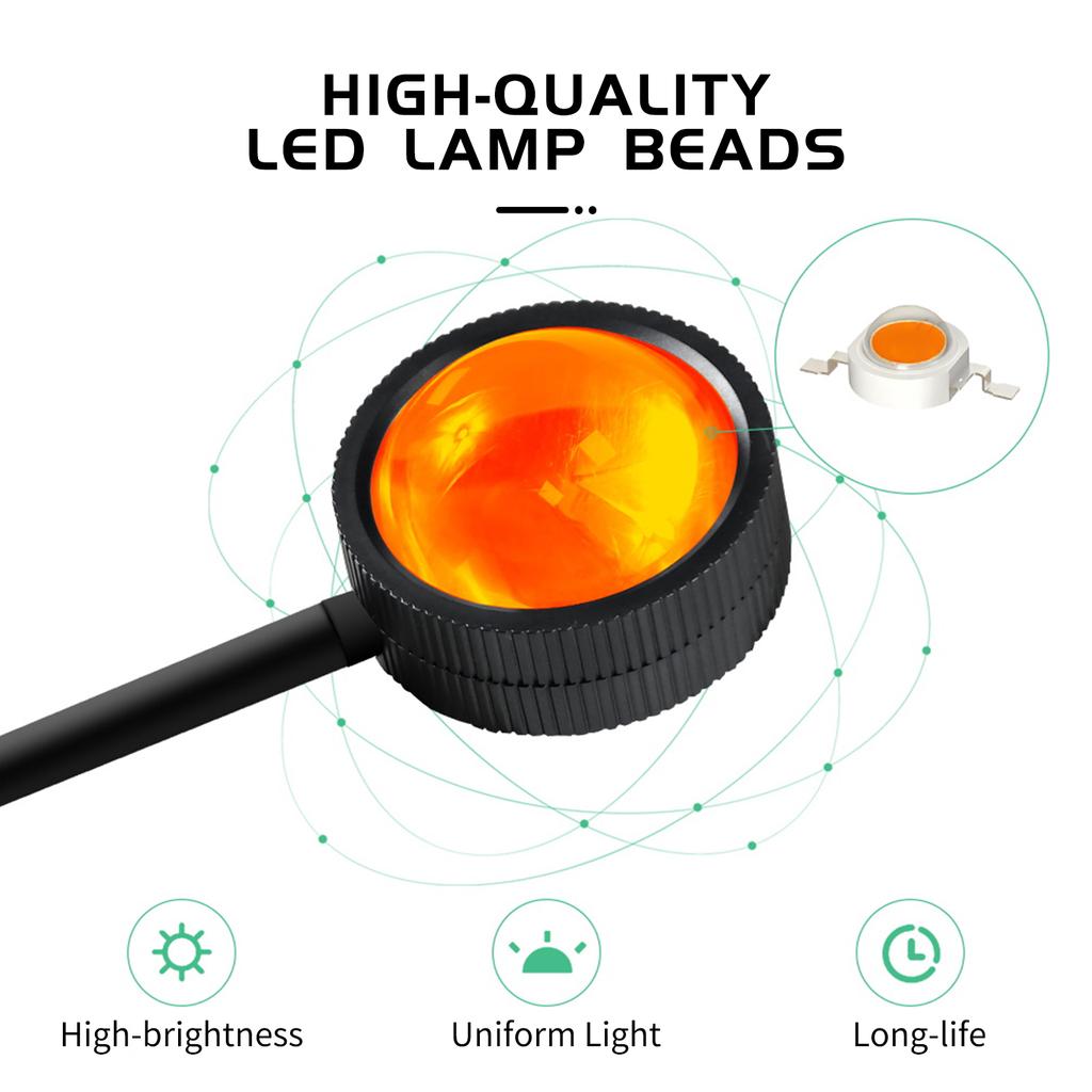 USB Sunset Lamp with 4PCS Different Colors Films 360 Degree Rotation Projector Sunset LED Light