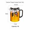 HeY LiLac Teiera in Vetro Borosilicato Resistente al Calore, Lusso Leggero, 1,2L/1,4L, con Infusore da Tè in Acciaio Inossidabile