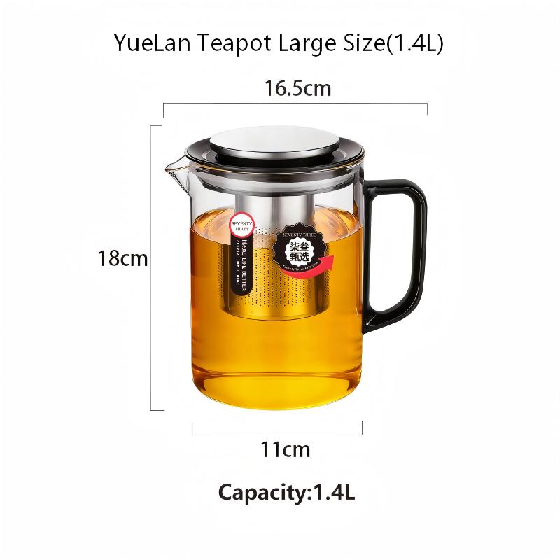 HeY LiLac Teiera in Vetro Borosilicato Resistente al Calore, Lusso Leggero, 1,2L/1,4L, con Infusore da Tè in Acciaio Inossidabile