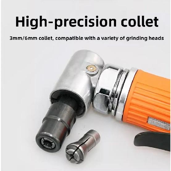 Mini 1/4 Air Angle Die Grinder 90 Degree Pneumatic Grinding Polisher Mill Engraving Machine Carving Tool Kit with Sanding Discs