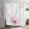 Modern Style White Shower Curtain with Floral Print for Bathroom Decor Pink Blossom Design in Various Sizes