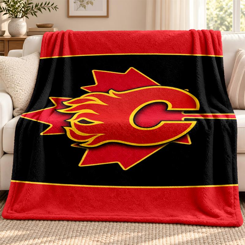 Calgary Flames Blanket Flannel Blanket Soft Cozy Plush Throw for Sofa Bed Lightweight Home Decoration Outdoor Camping